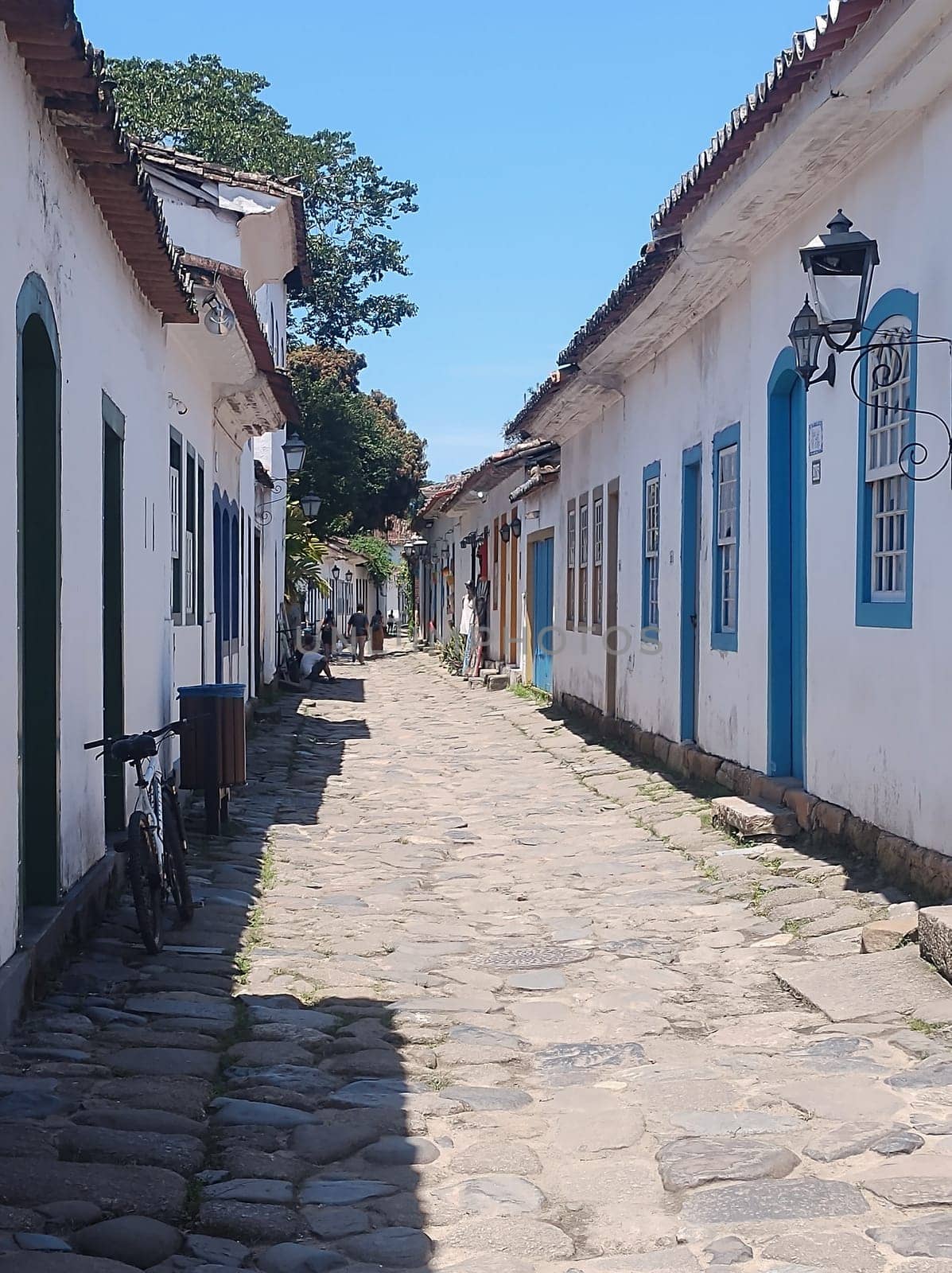 Paraty, Rio de Janeiro, Brazil, February 6, 2025, view of the facade of an old colonial house in the central square, historic city.