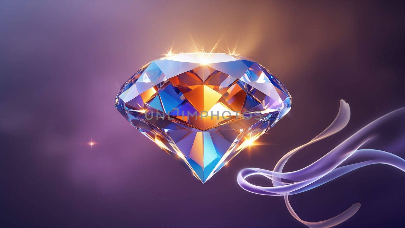 A captivating glowing diamond floats against a dark background. Its brilliant cut reflects light, creating a mesmerizing sparkle that enchants viewers. The soft illumination enhances its beauty.