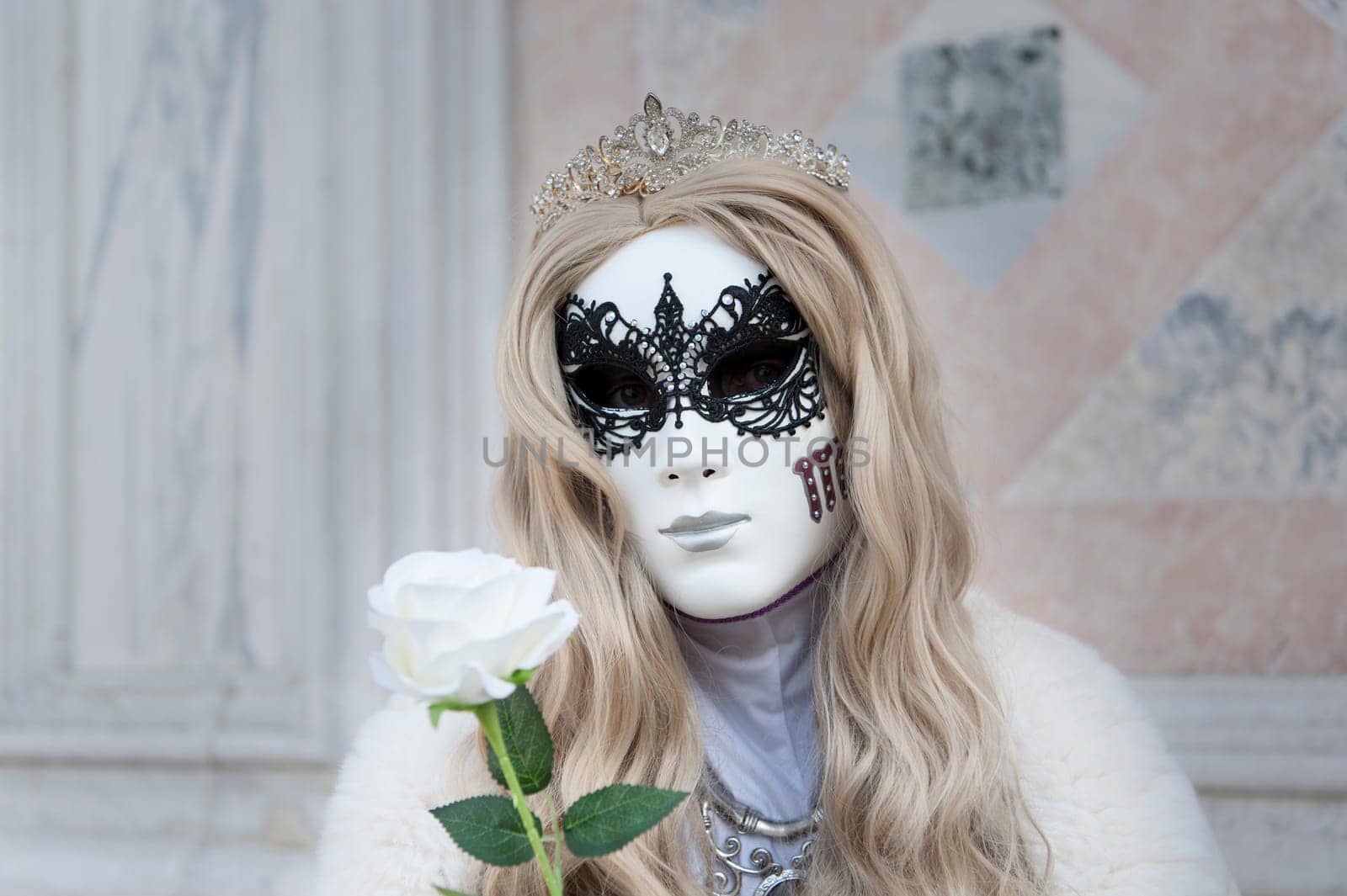 VENICE, ITALY - Febrary 28 2025: The masks of the Venice carnival 2025