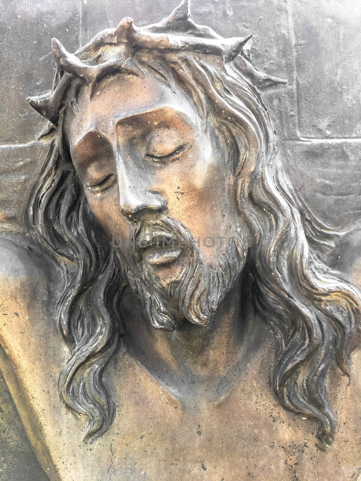 Jesus bronze statue. Death of Jesus. Resurrection. Easter.