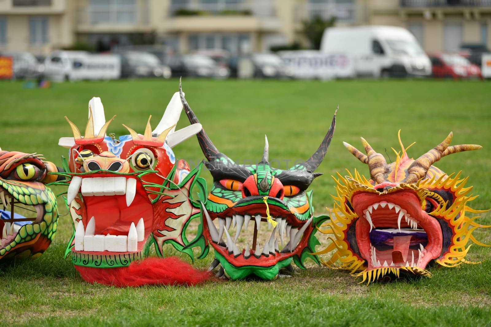Heads of the toothy dragon kites