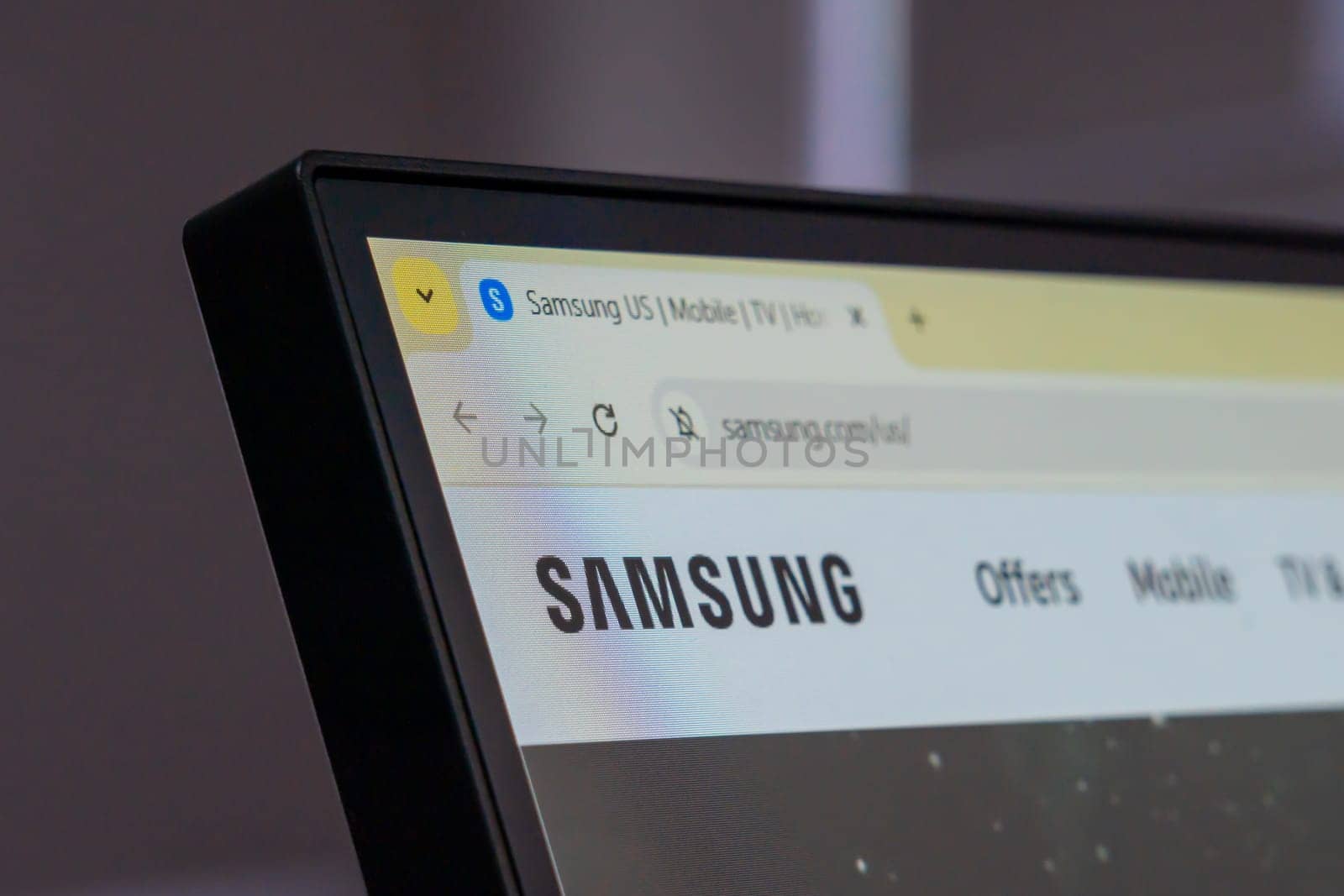 New York, USA - March 30, 2025: Samsung official website homepage displayed on computer monitor