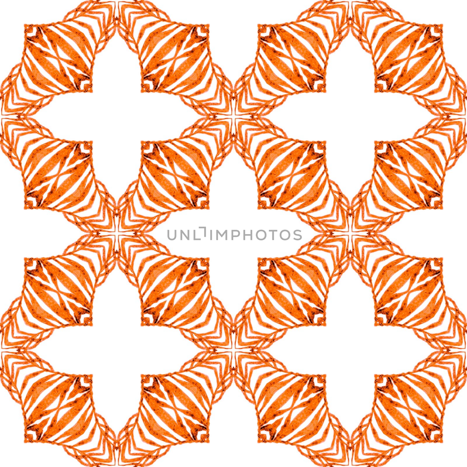 Hand drawn green mosaic seamless border. Orange stylish boho chic summer design. Textile ready incredible print, swimwear fabric, wallpaper, wrapping. Mosaic seamless pattern.