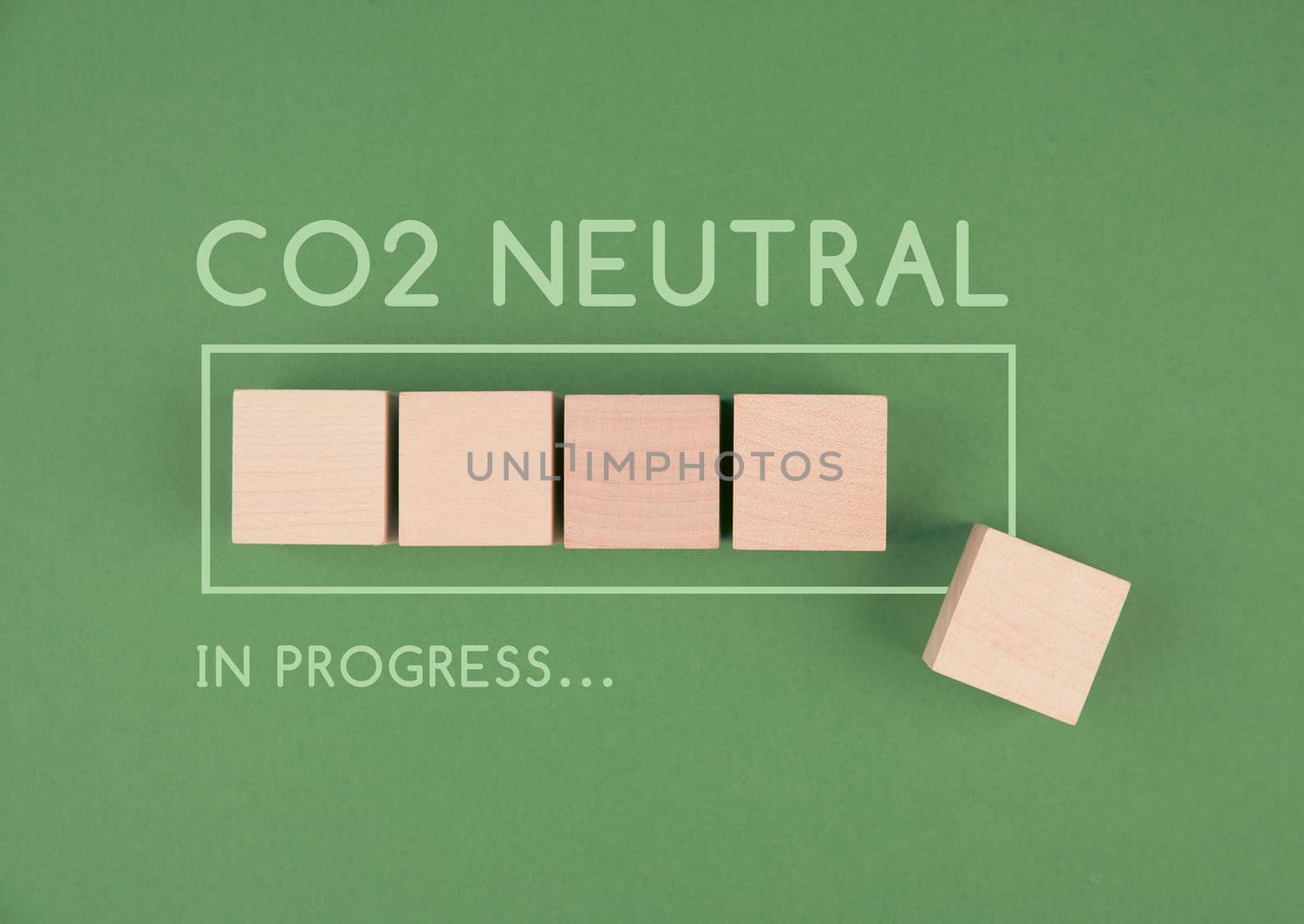 CO2 neutral in progress, loading bar for green energy, reduce carbon emission footprint, sustainable renewable electricity , environment protection, eco lifestyle