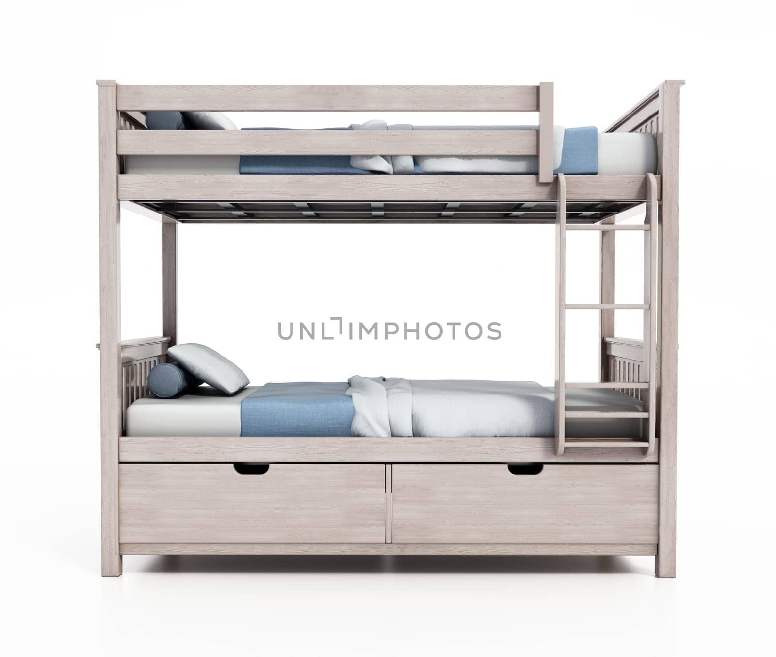Bunk bed isolated on white background. 3D illustration.
