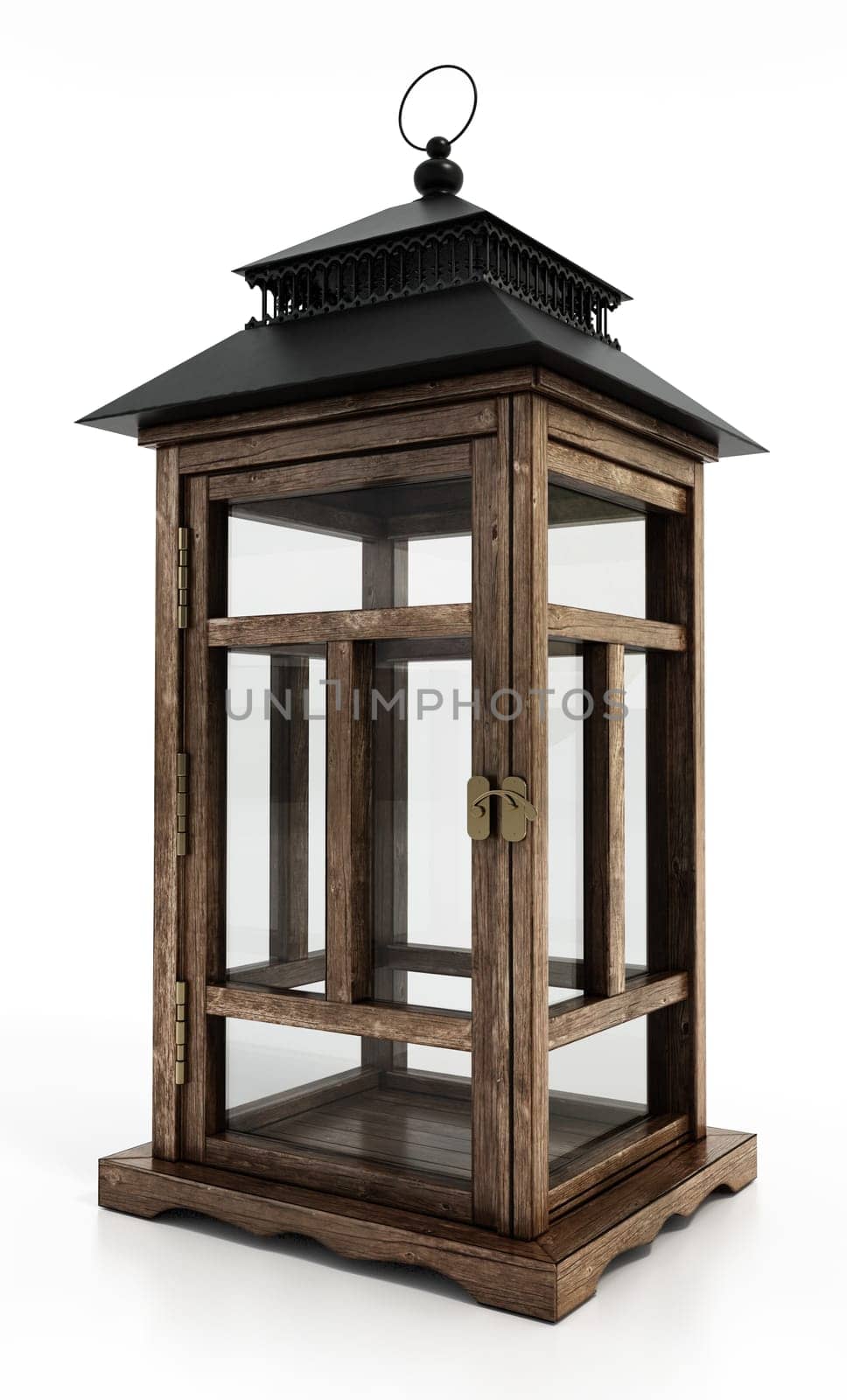 Traditional lantern isolated on white background. 3D illustration.