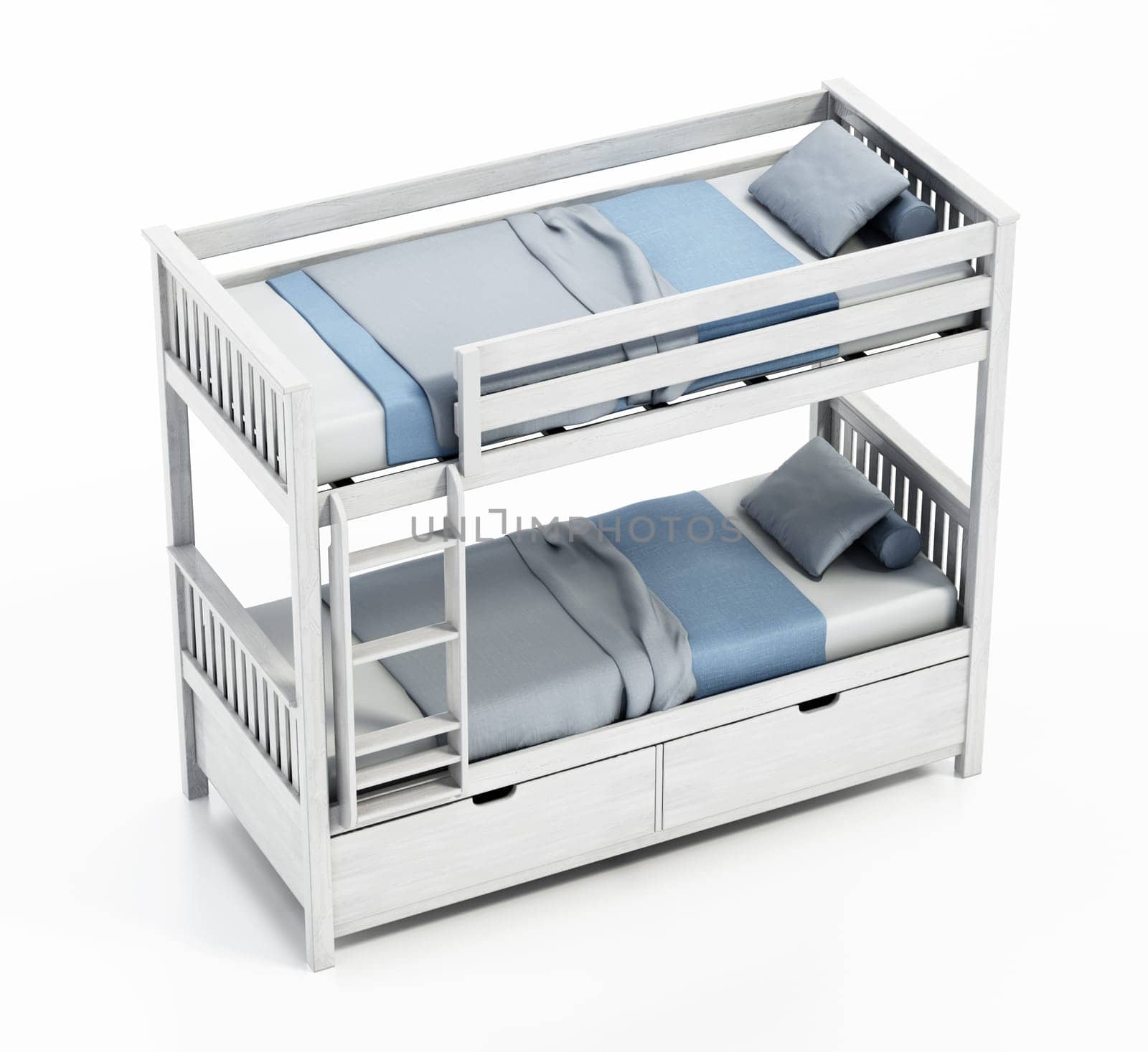 Bunk bed isolated on white background. 3D illustration.