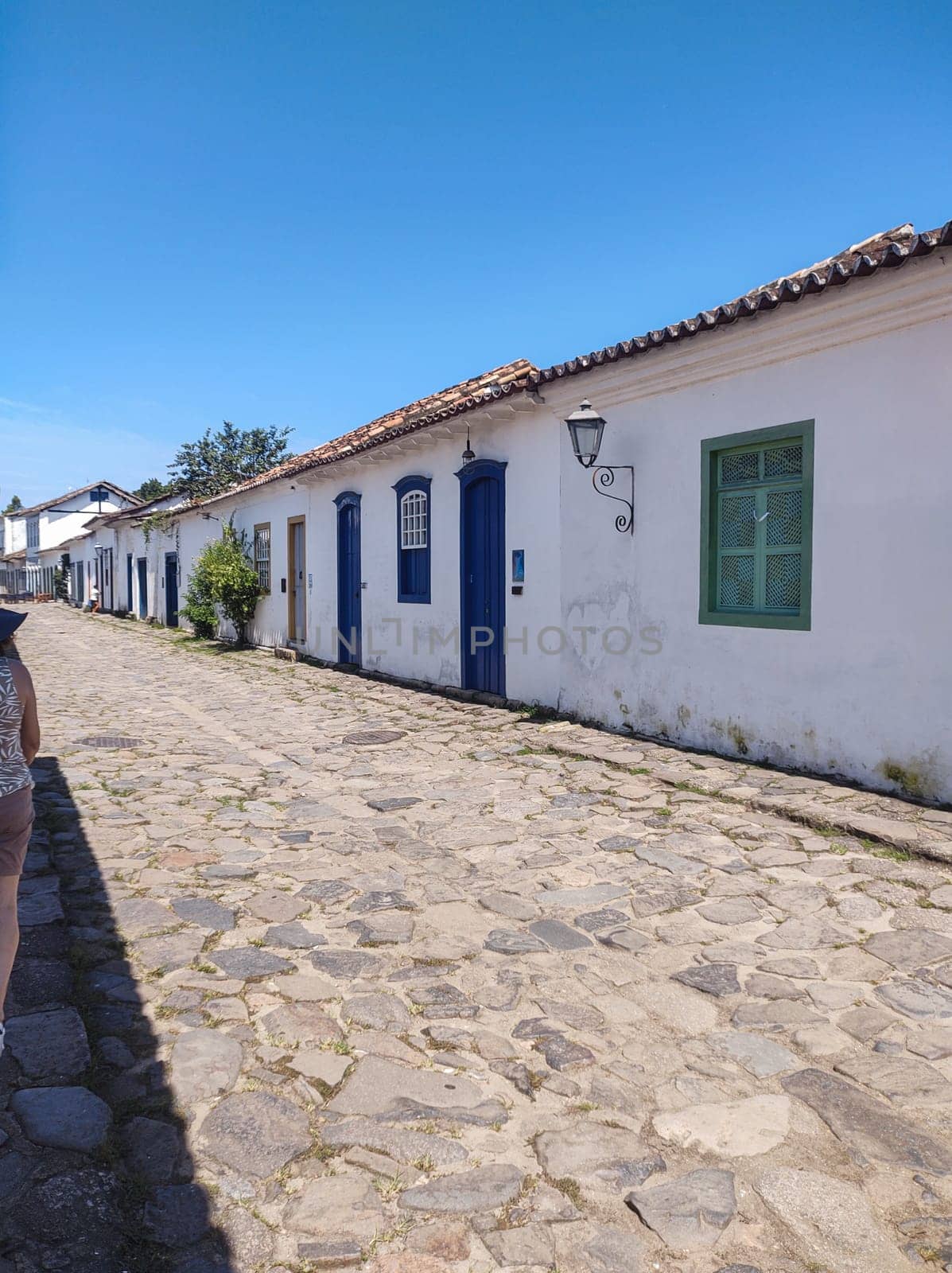 Paraty, Rio de Janeiro, Brazil, February 6, 2025, view of the facade of an old colonial house in the central square, historic city.