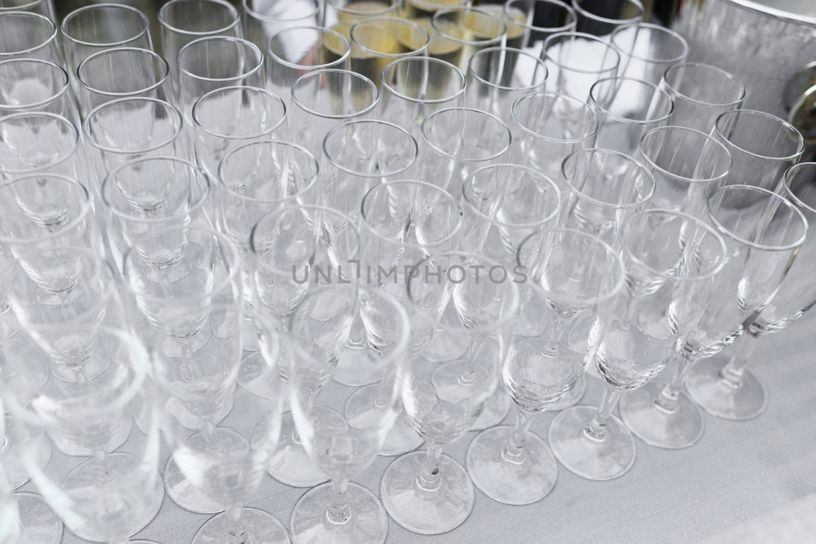 Glasses champagne or wine for wedding reception