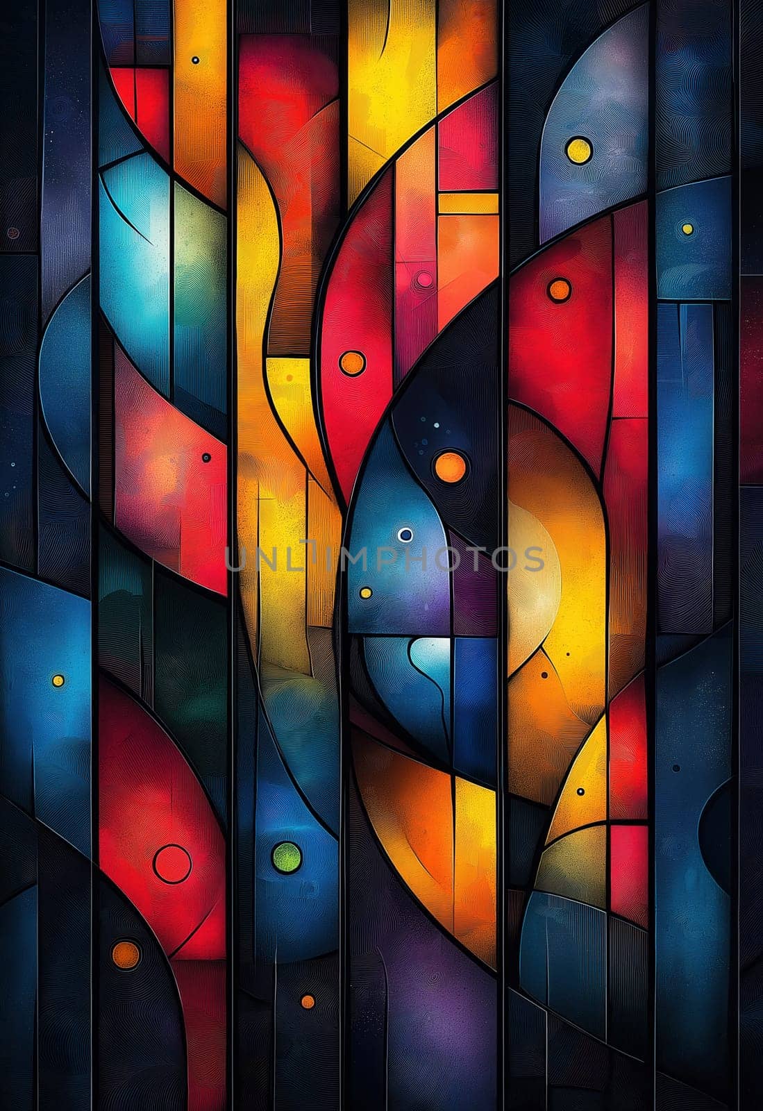Colorful background with geometric shapes in an abstract artistic design. Selective focus.