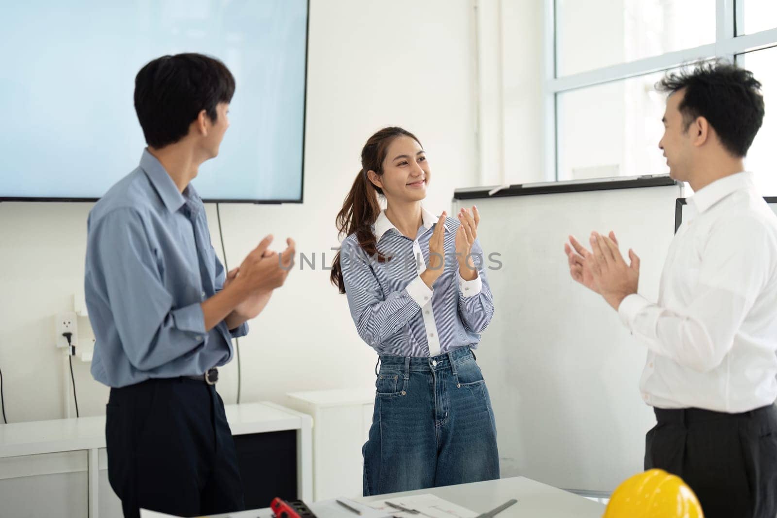The team acknowledges each other's hard work, fostering a positive and supportive work culture. Their interactions emphasize appreciation in a professional setting.