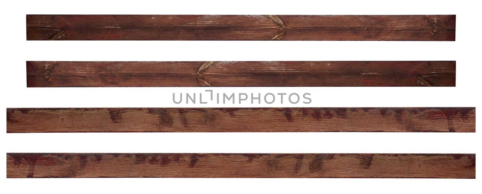 Brown pine planks covered with varnish on isolated background