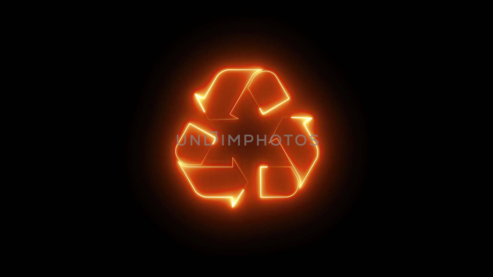 Neon recycling icon. Computer generated 3d render