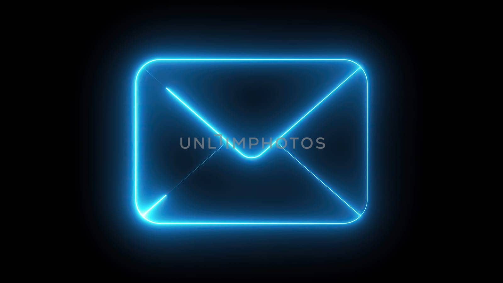 Neon mail icon. Computer generated 3d render
