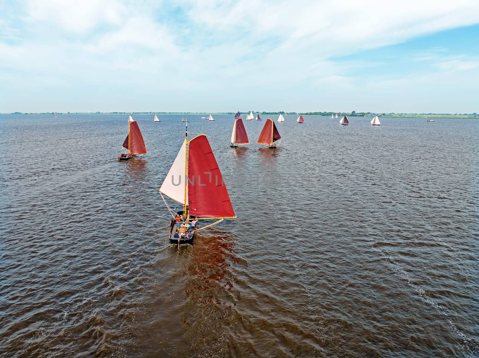 Aerial from the Fryske Praem competition on the Heegermeer in the Netherlands