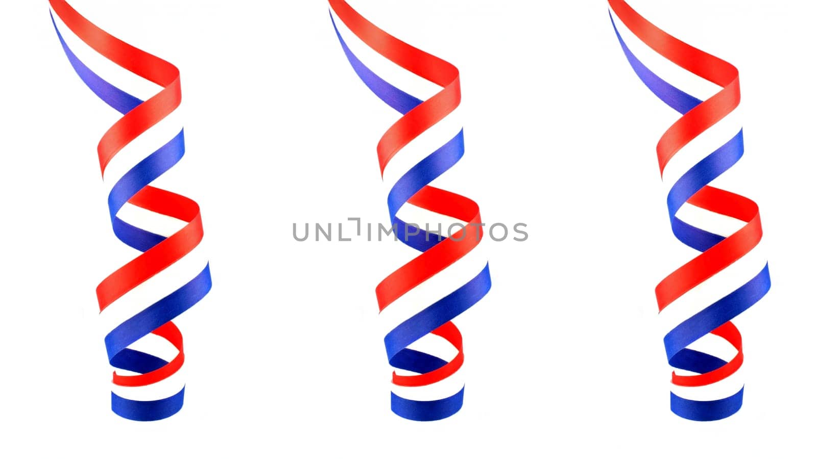 Serpentine curls from the dutch national flag from the Netherlands  on  a white background. 