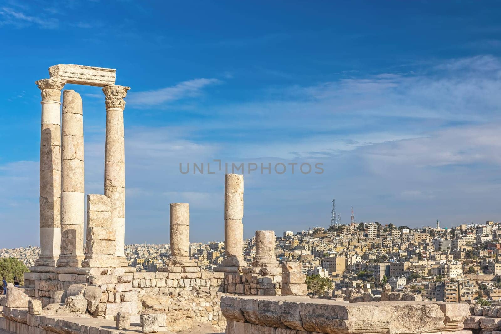 View of the Amman from archaelogical site Citadela. Jordan. Horizontally. 