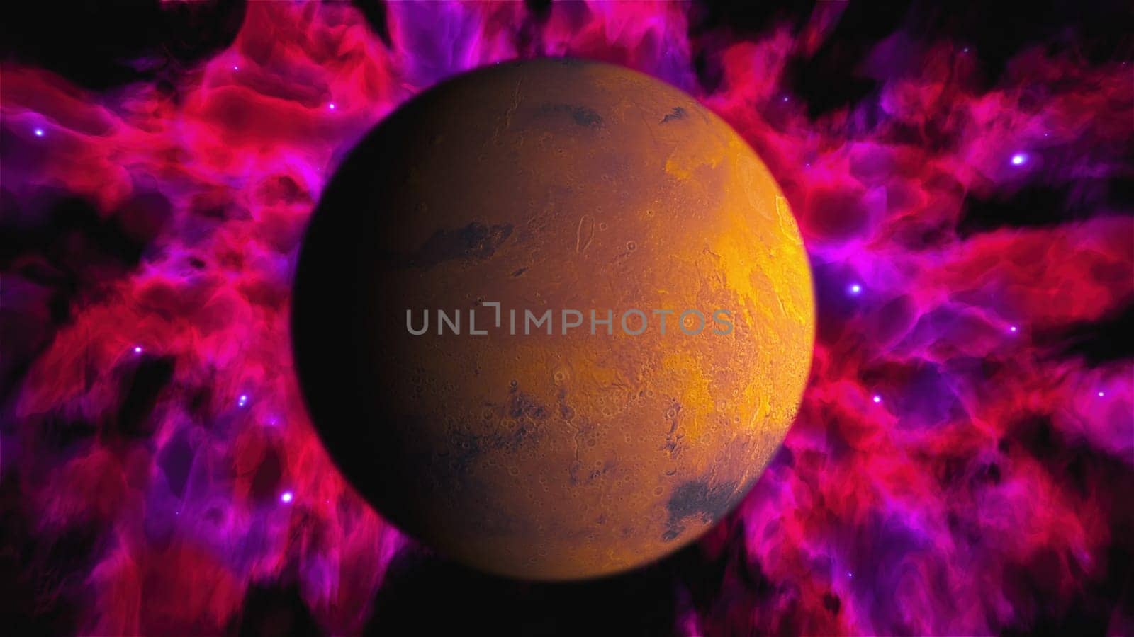 Planet Mars with nebula. Elements of this image furnished by NASA