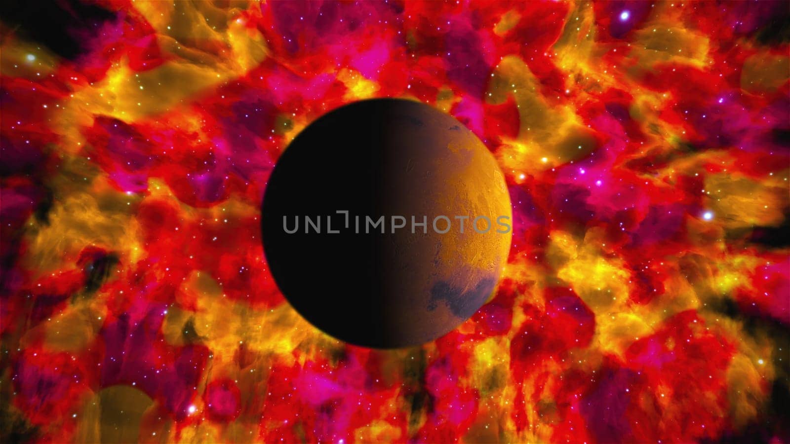Planet Mars with nebula. Elements of this image furnished by NASA