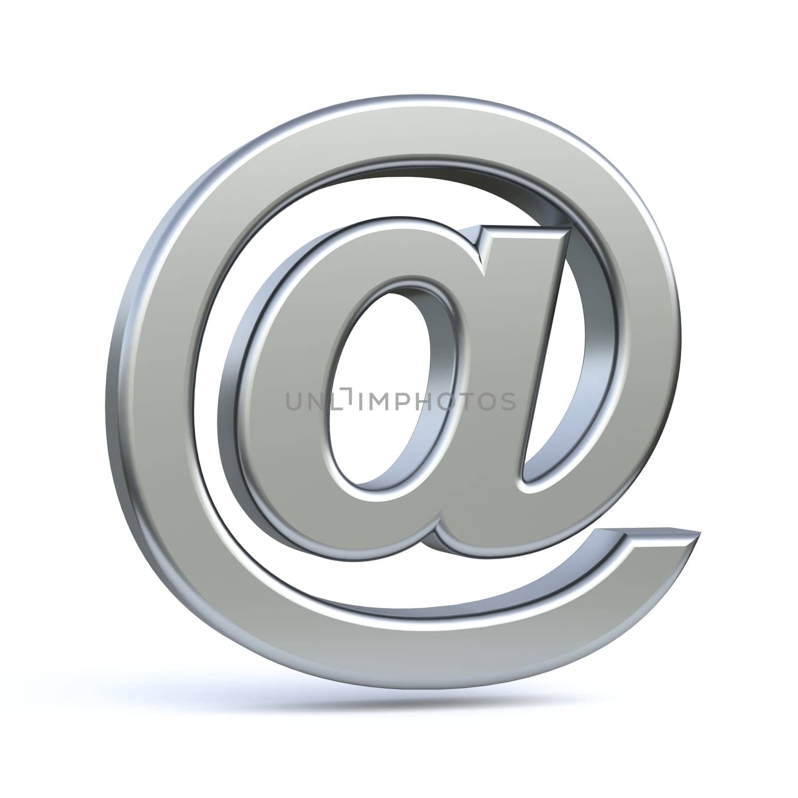 Steel At sign 3D rendering illustration isolated on white background