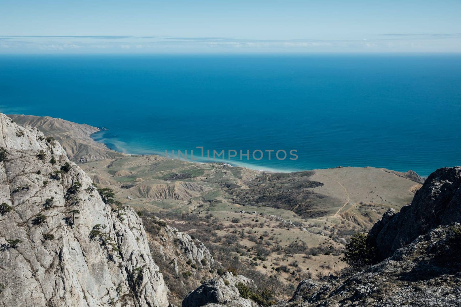landscape on the sea horizon from the top of the cliff