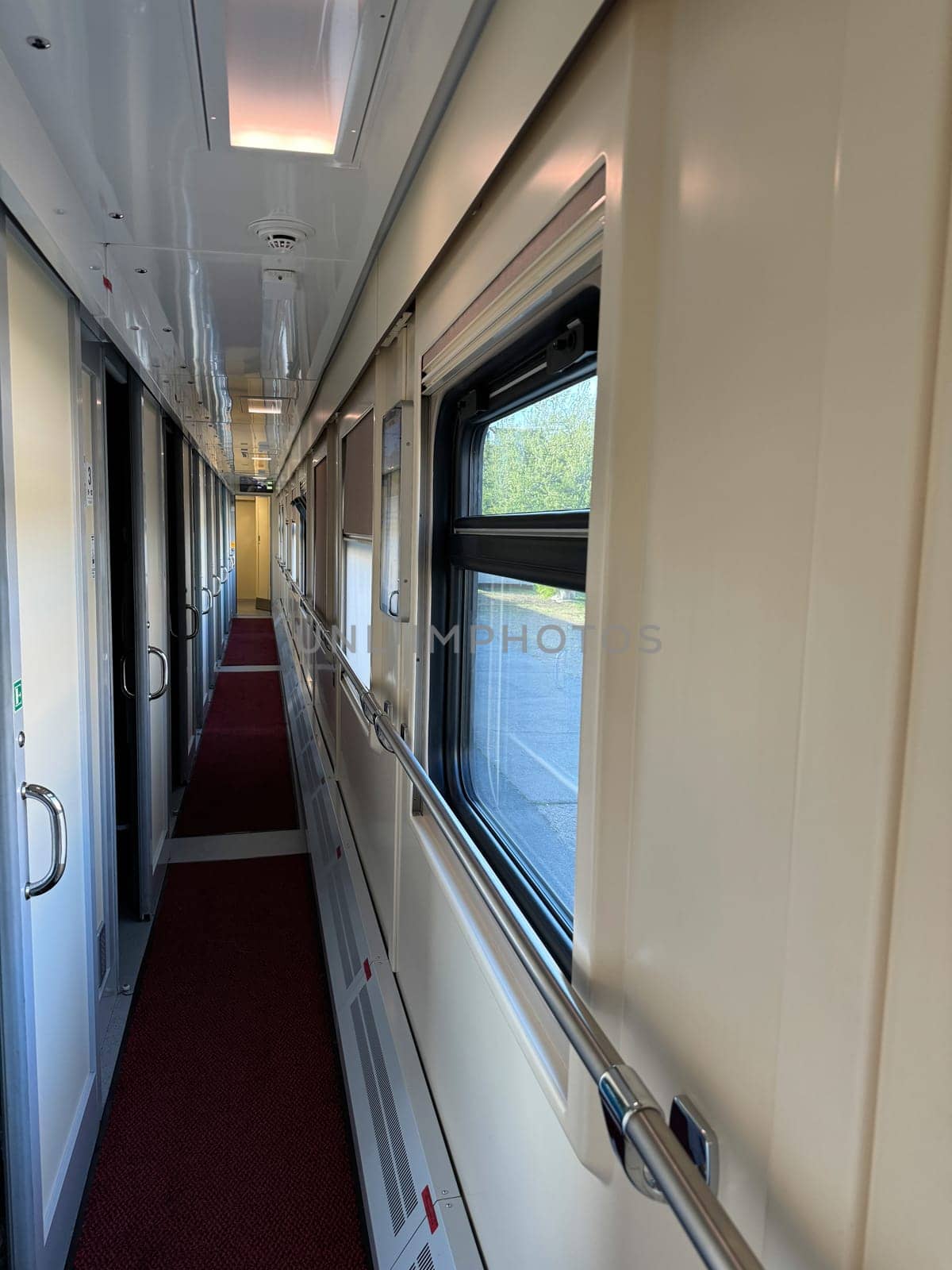 Train passenger car without people on railway