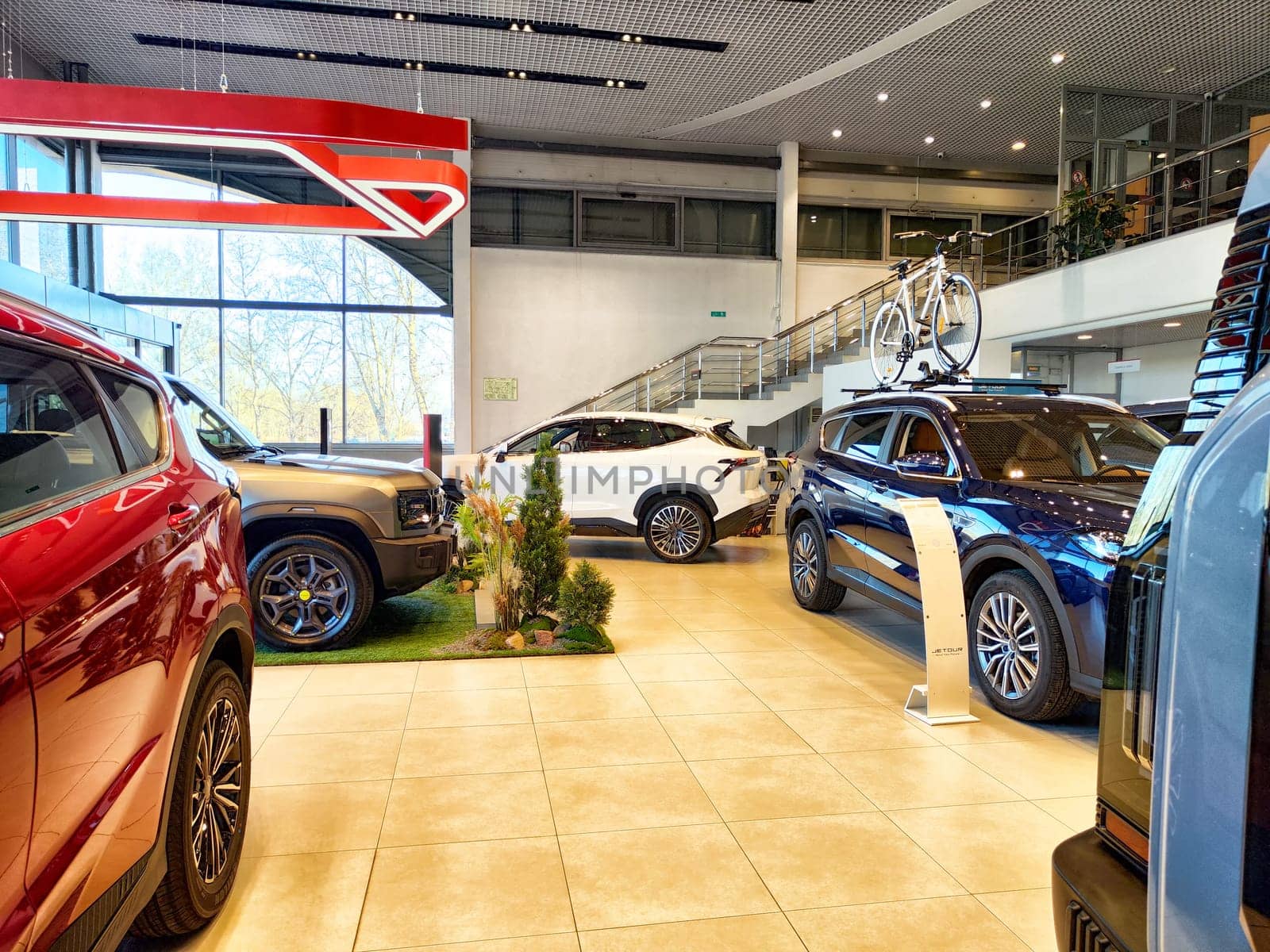 Krasnoyarsk, Russia - November 06, 2024: Beautiful Car in showroom of dealership Jetour