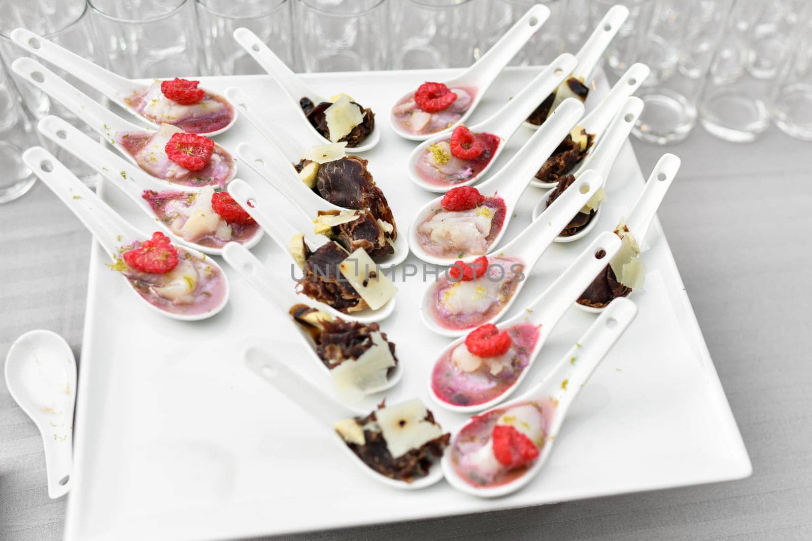 Small snacks appetizers at the wedding