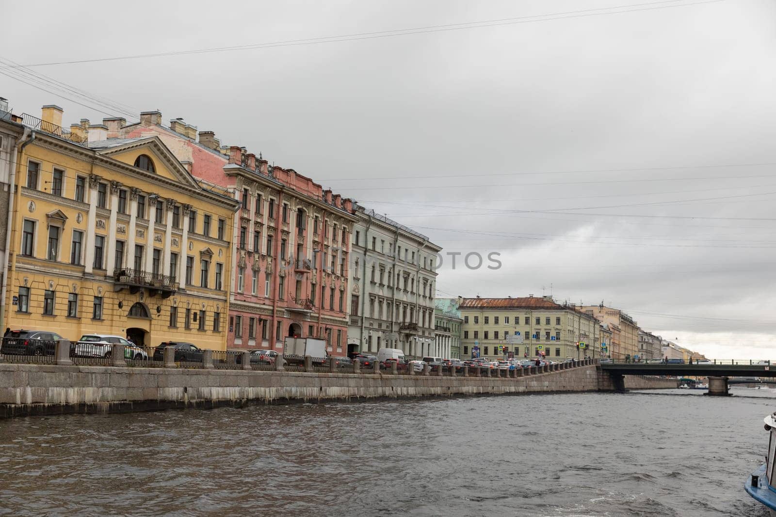 St. Petersburg, Russia, October, Neva River, houses and bridges