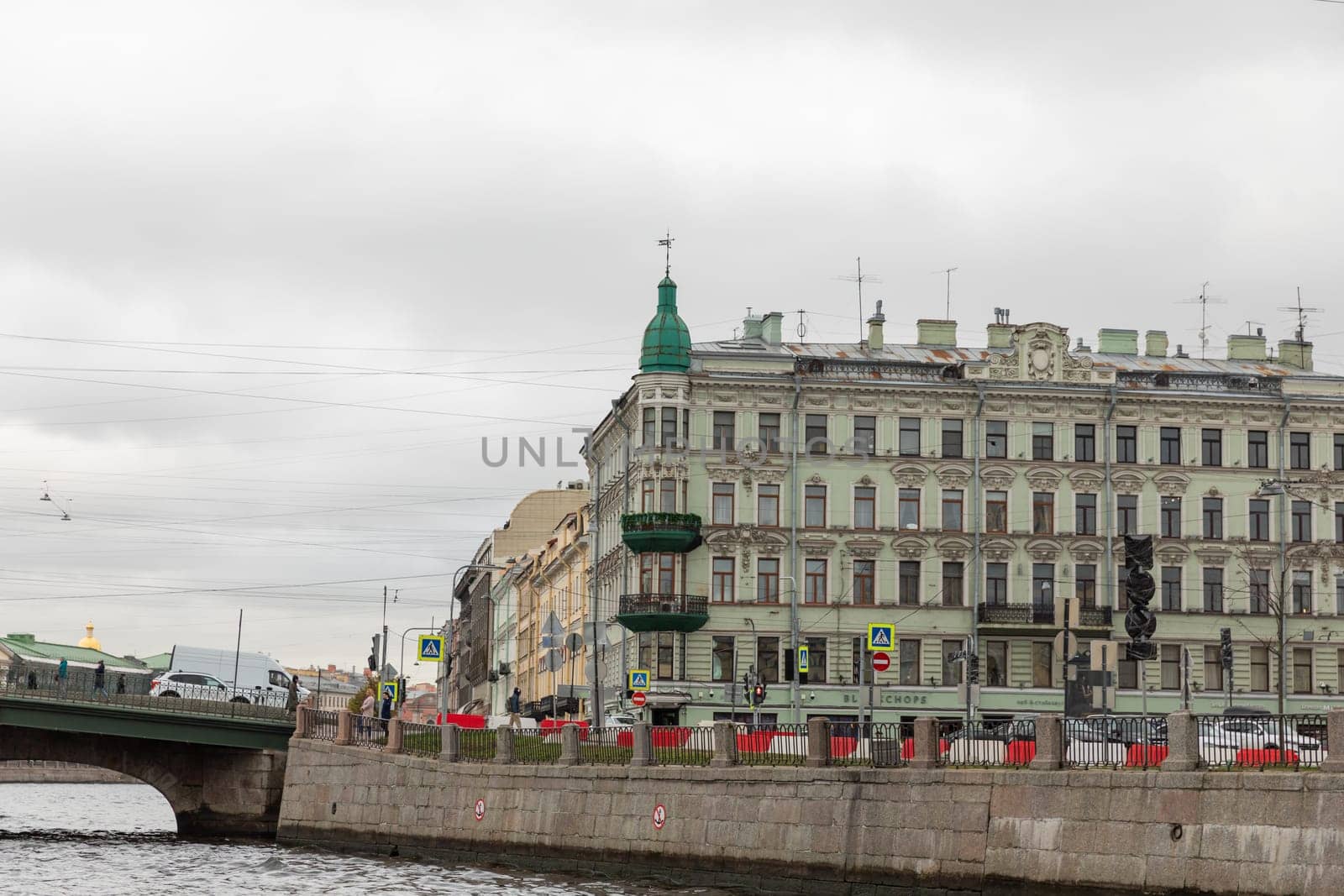 St. Petersburg, Russia, October, Neva River, houses and bridges