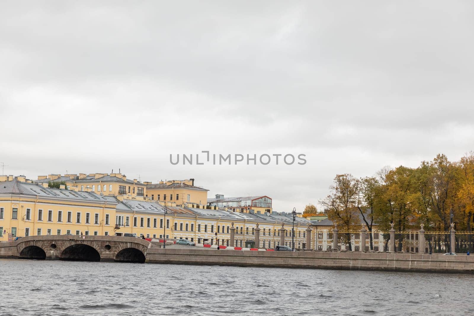 St. Petersburg, Russia, October, Neva River, houses and bridges