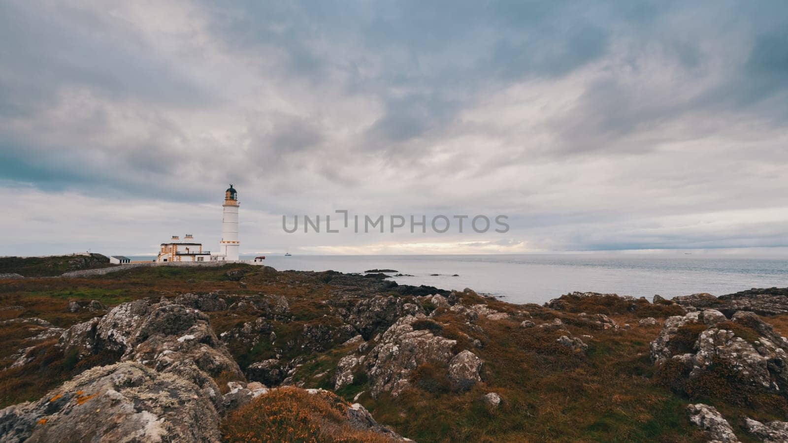 The lighthouse near coast of nord sea, wide angle