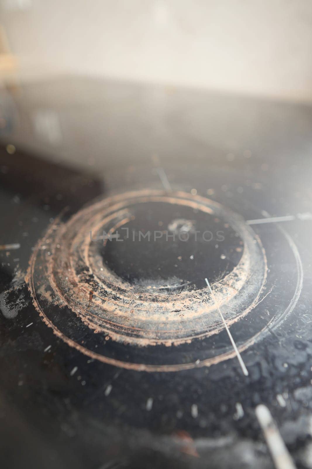 closeup of dirty electric stove ,
