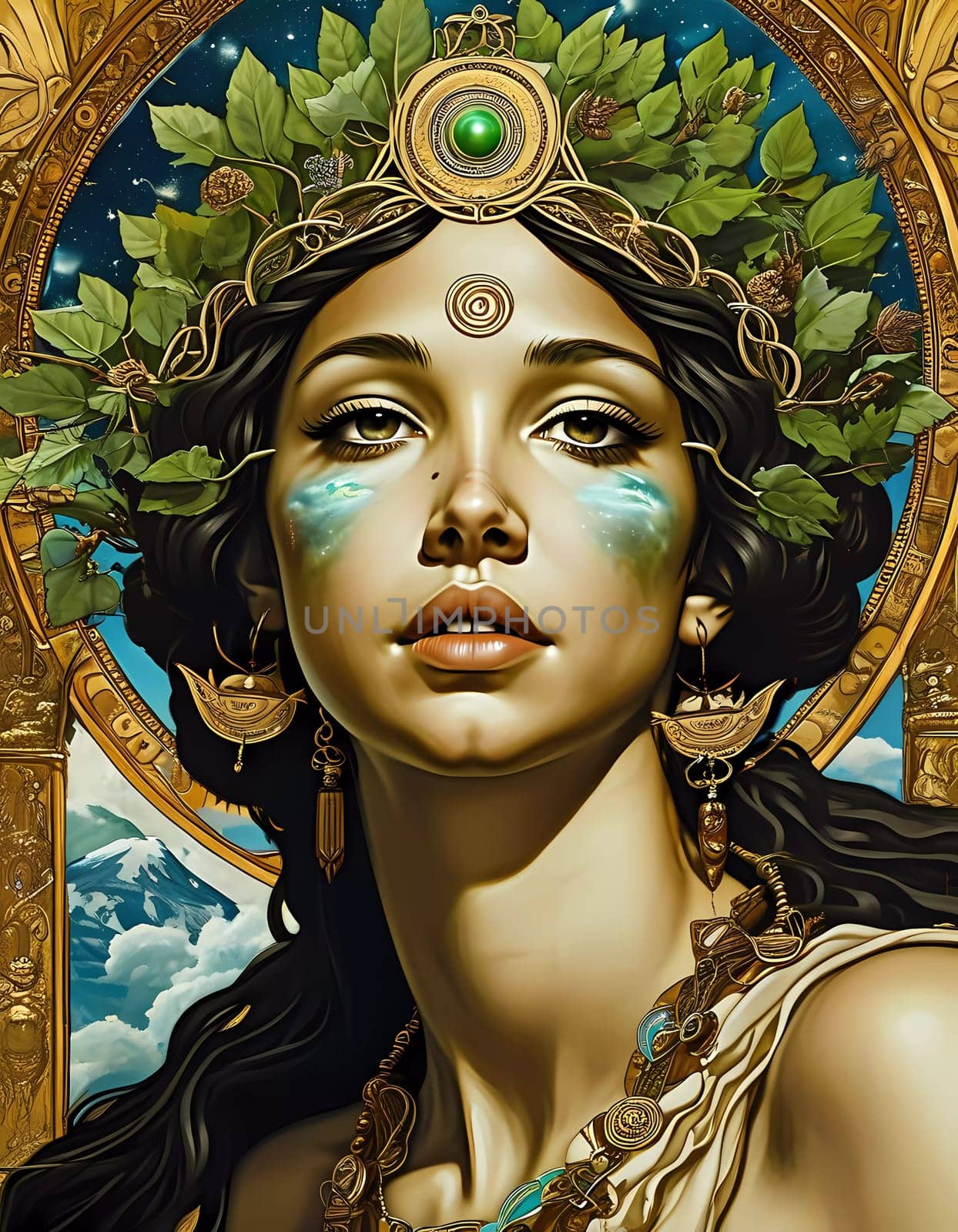 A stunning portrayal of Gaia, embodying earth's beauty.