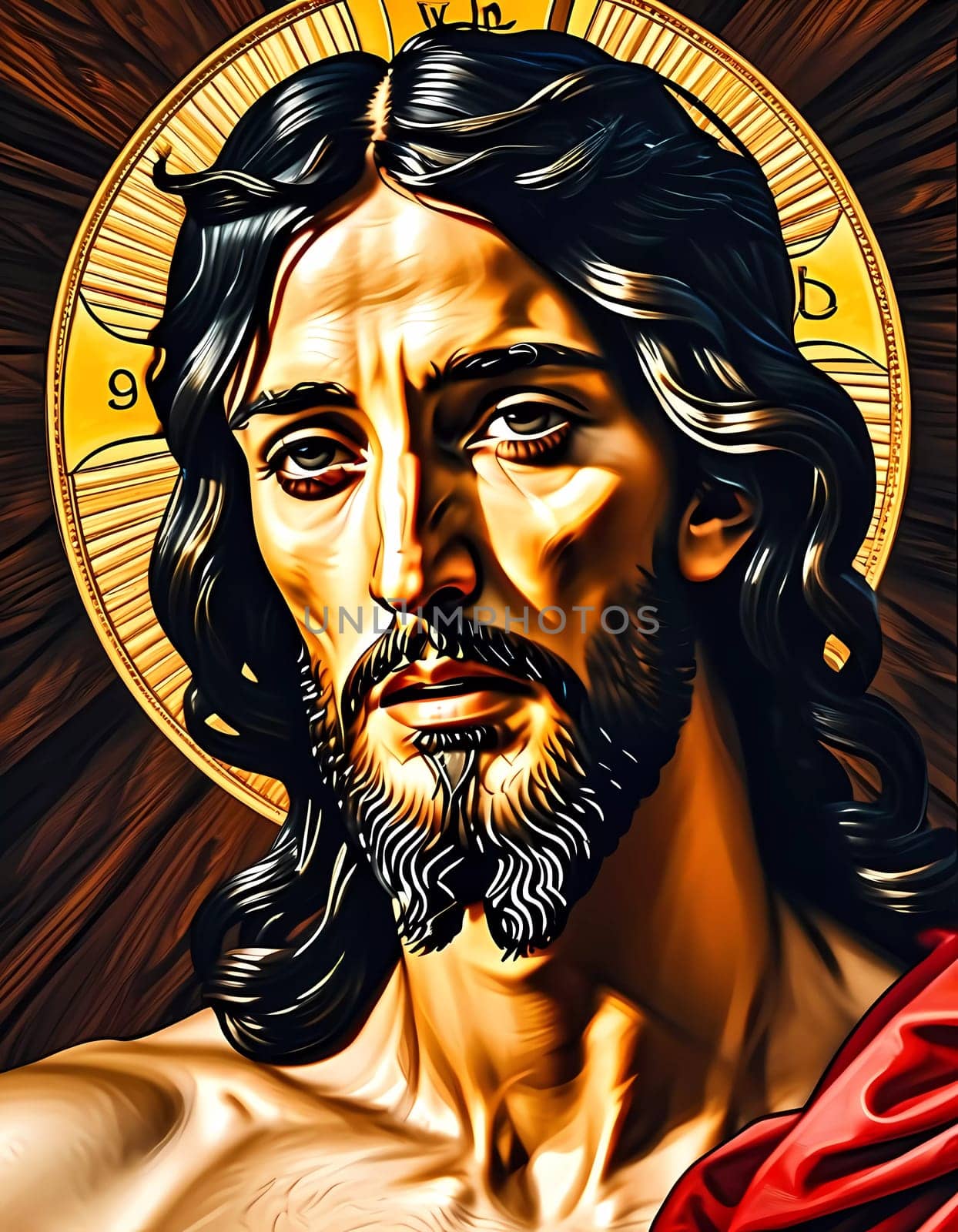 A striking representation of Jesus Christ radiating love and compassion, set against an ethereal background that enhances the transcendent atmosphere. Every detail reflects deep faith.
