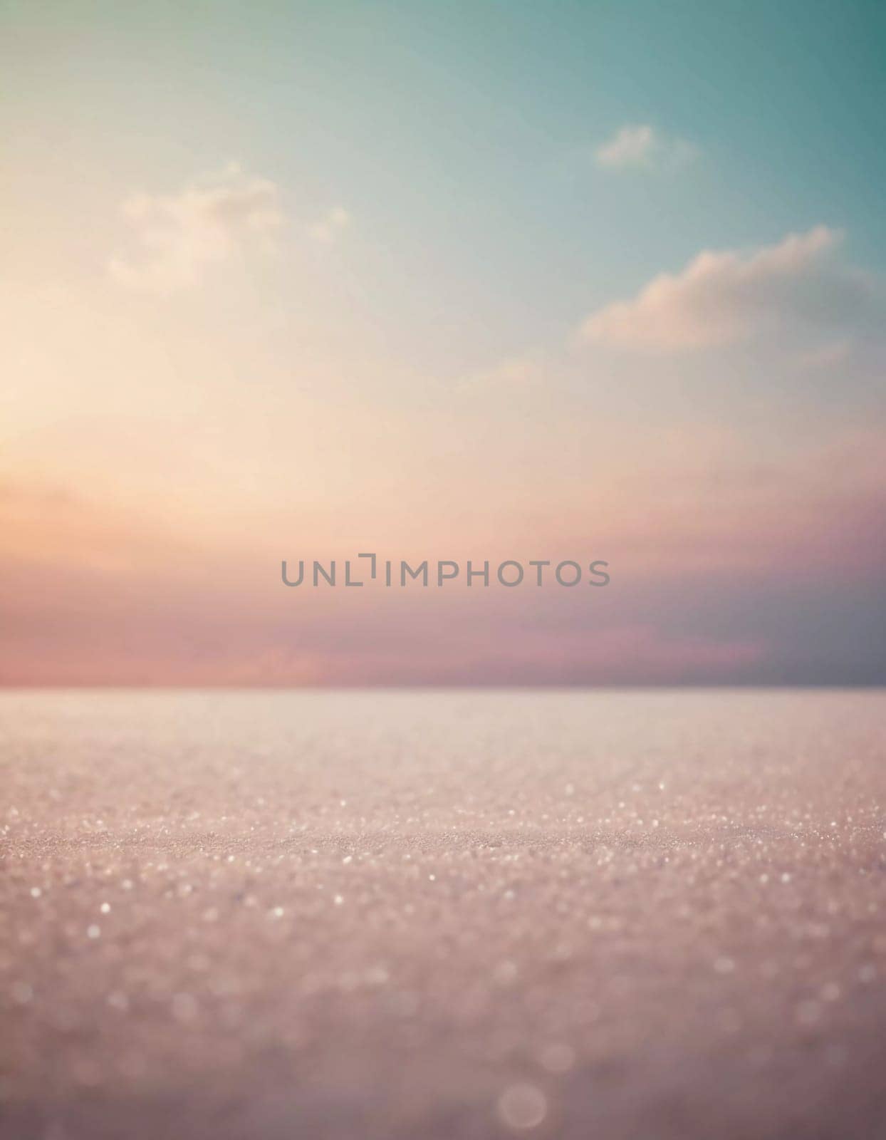 Soft pastel shades gradually merge in the sky, creating a calming backdrop. Bokeh highlights dance over a smooth surface, inviting tranquility and creativity for any artistic endeavor.