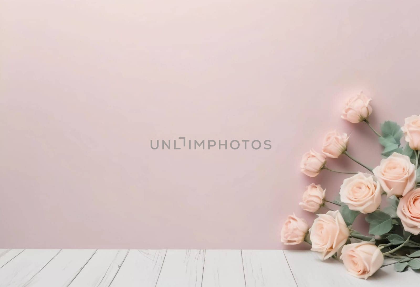 Soft pink roses on a pastel background create a tranquil, elegant space ideal for personal messages, invitations, or creative projects.