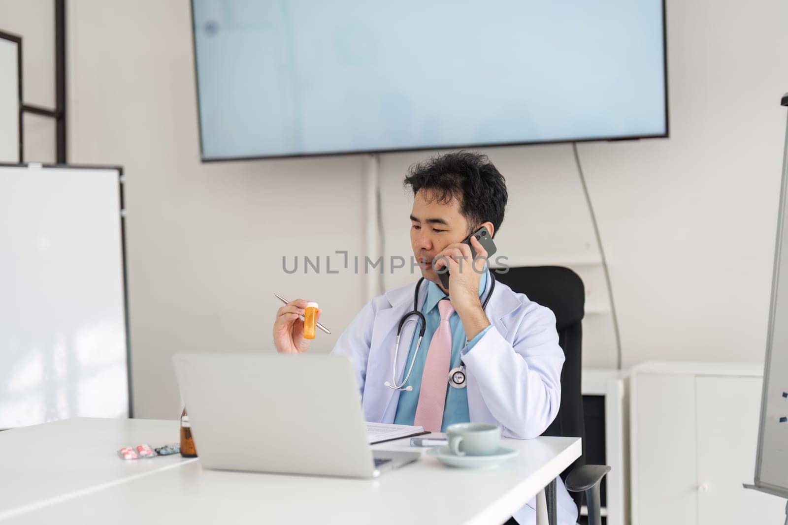 The doctor addresses a patients medication concerns, actively providing advice and ensuring safety while discussing healthcare options through telemedicine.
