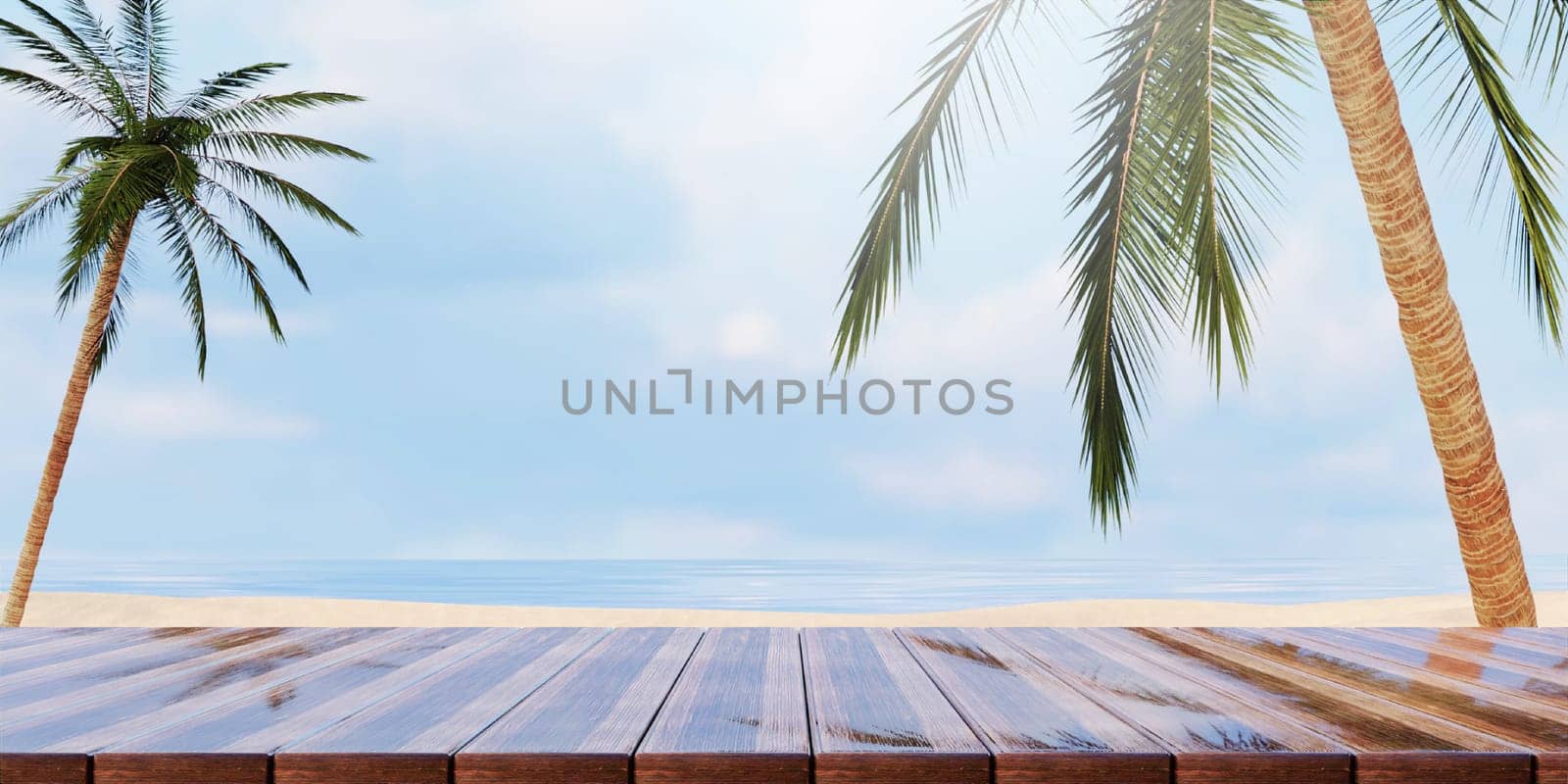 A serene tropical landscape showcasing palm trees and a beautiful sandy beach, perfect for summer relaxation visuals.