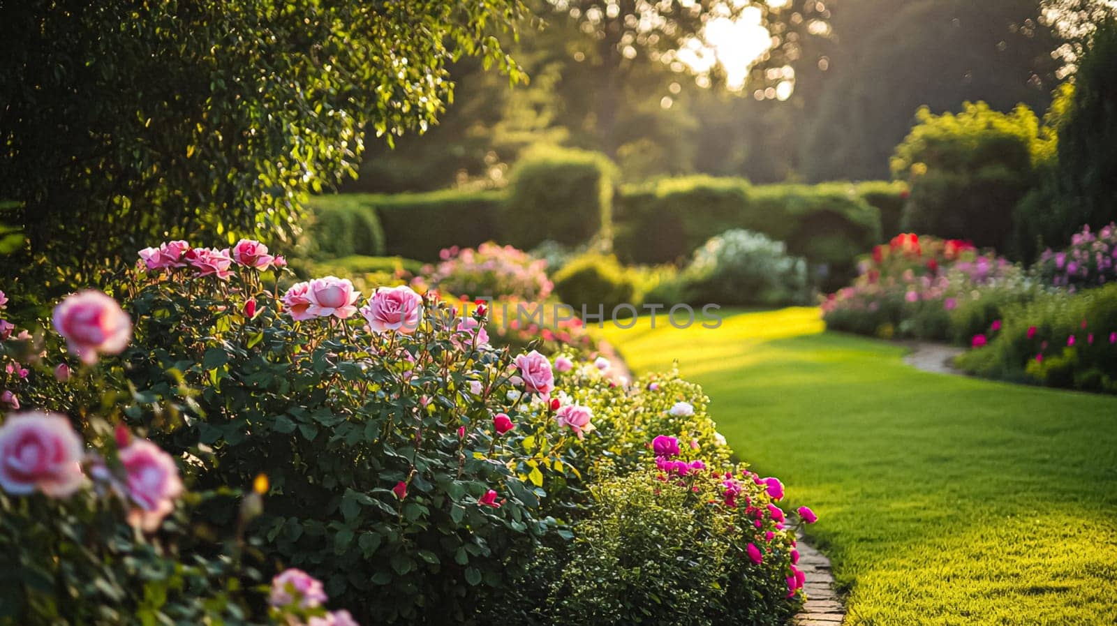 English rose garden, elegant floral archways, and serene countryside landscapes. Timeless charm, pastel hues, and romantic beauty create an enchanting outdoor retreat idea