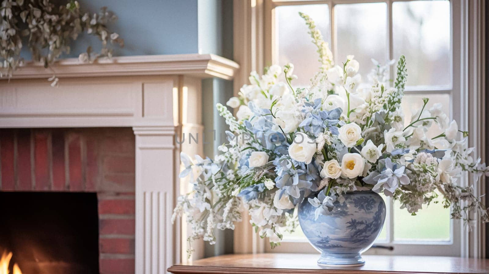 Floral arrangement with winter or early spring botanical plants and flowers idea