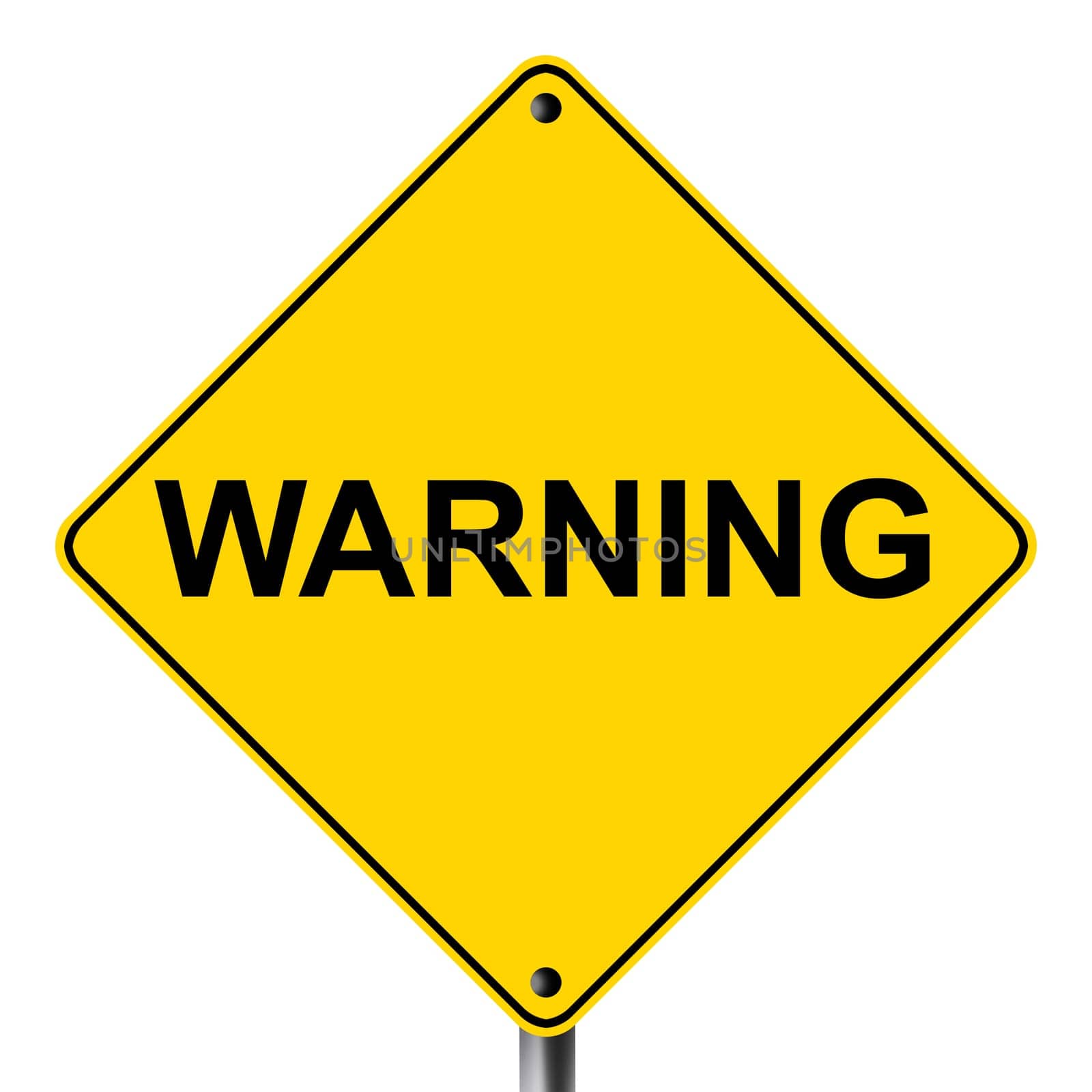 A yellow warning sign with clipping path