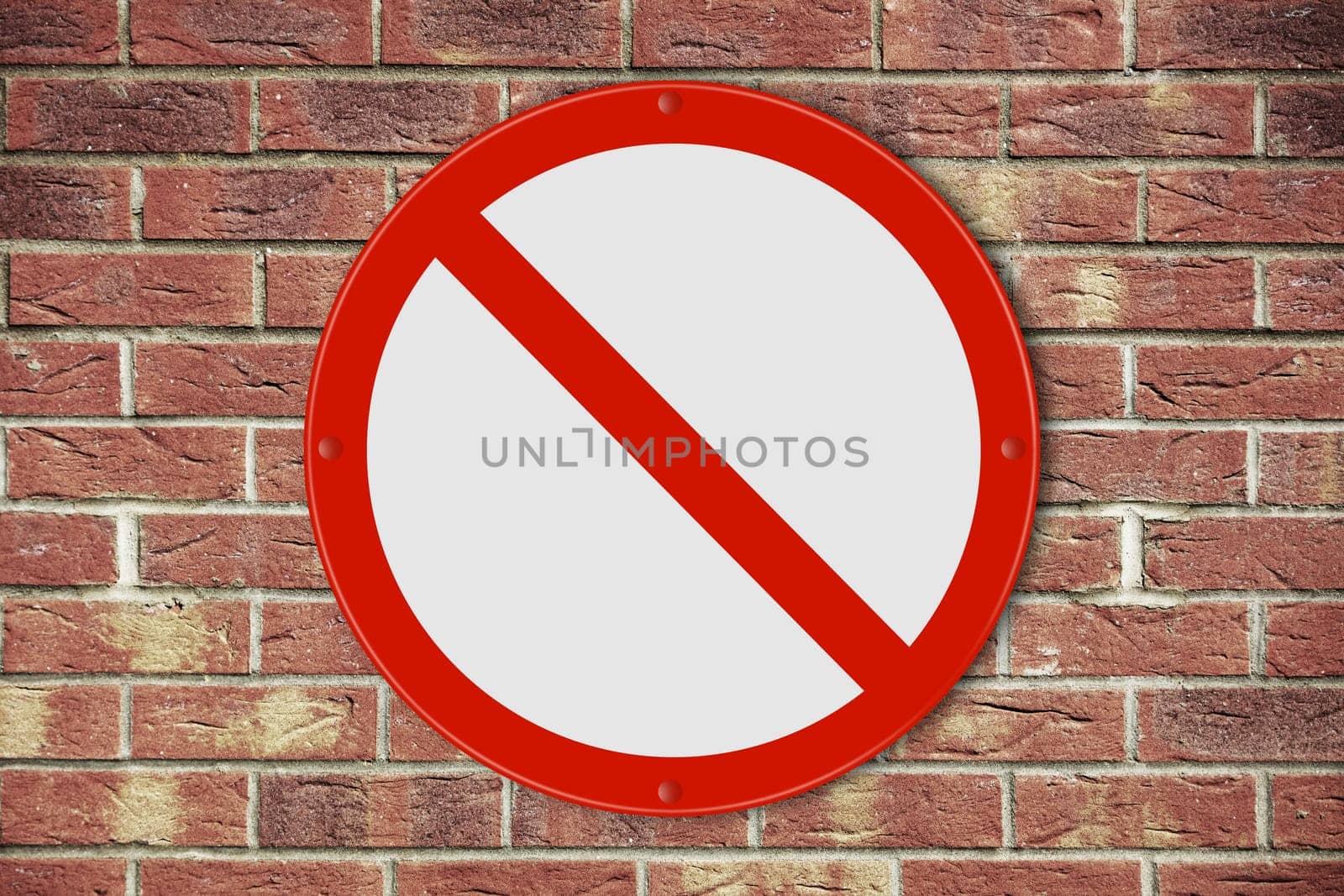 A no entry sign on a brick wall background