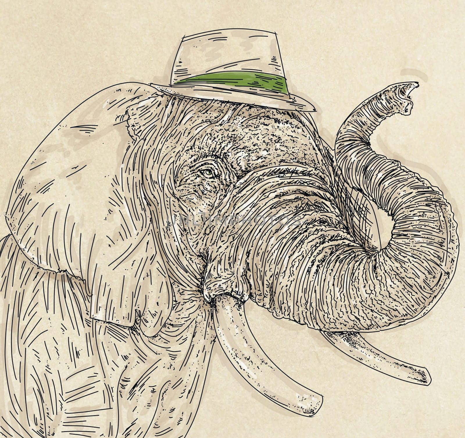 hand drawn illustrations portraits, animal objects and landscapes