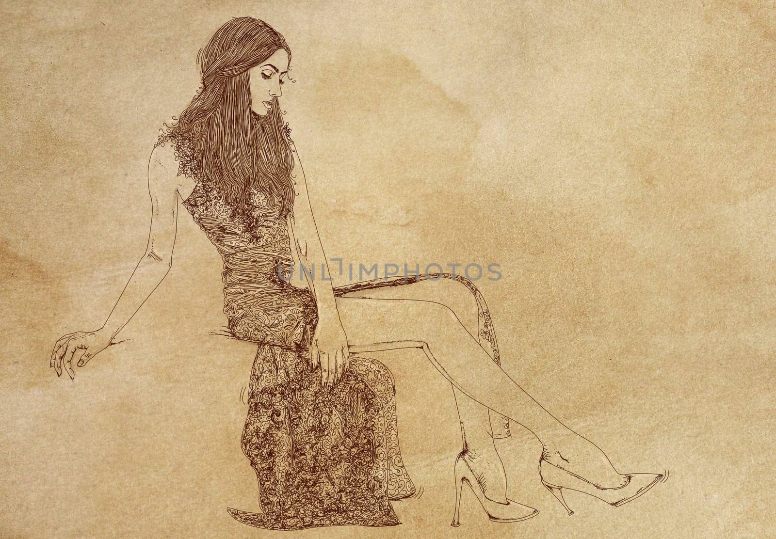 hand drawn illustrations portraits, animal objects and landscapes