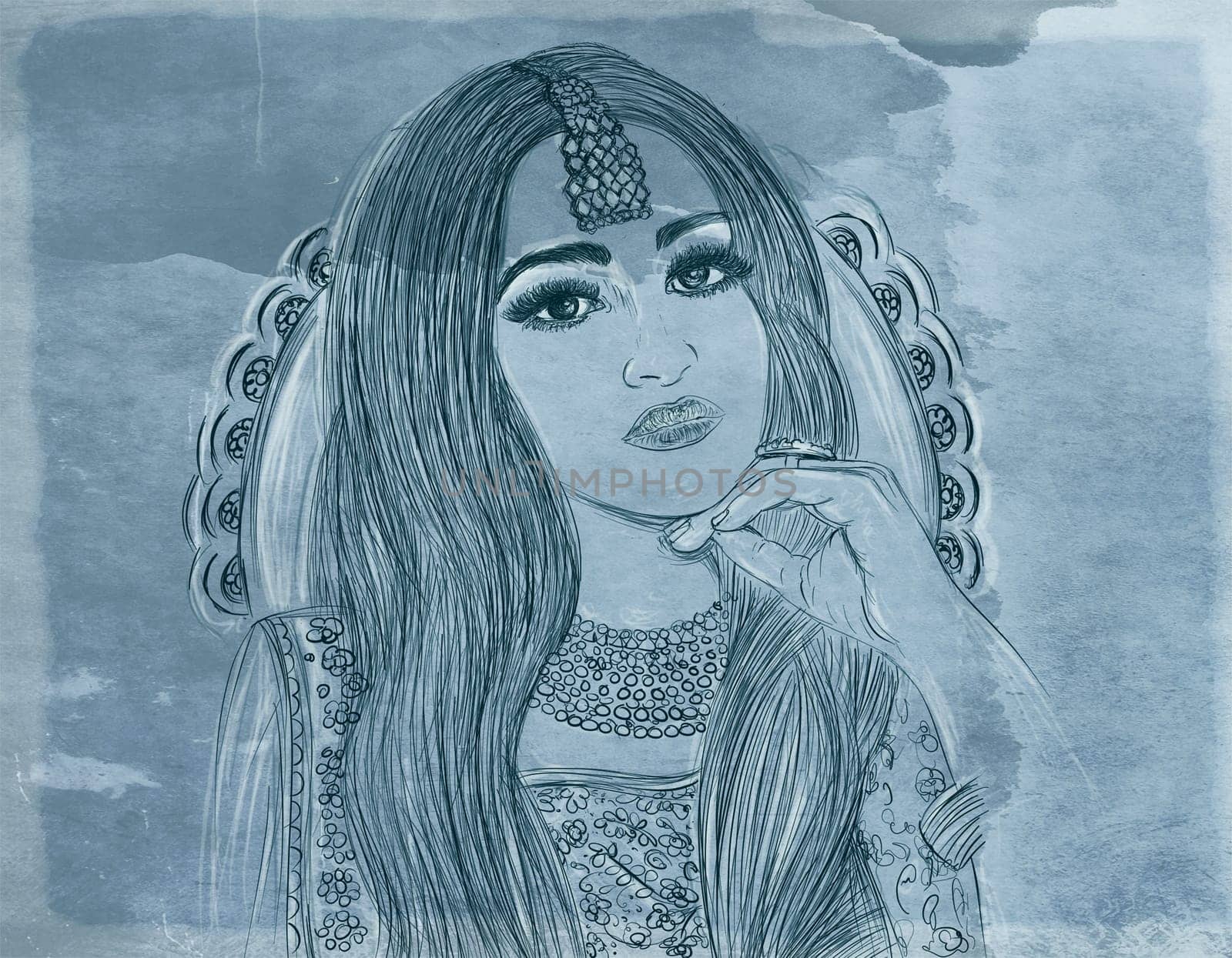 hand drawn illustrations portraits, animal objects and landscapes