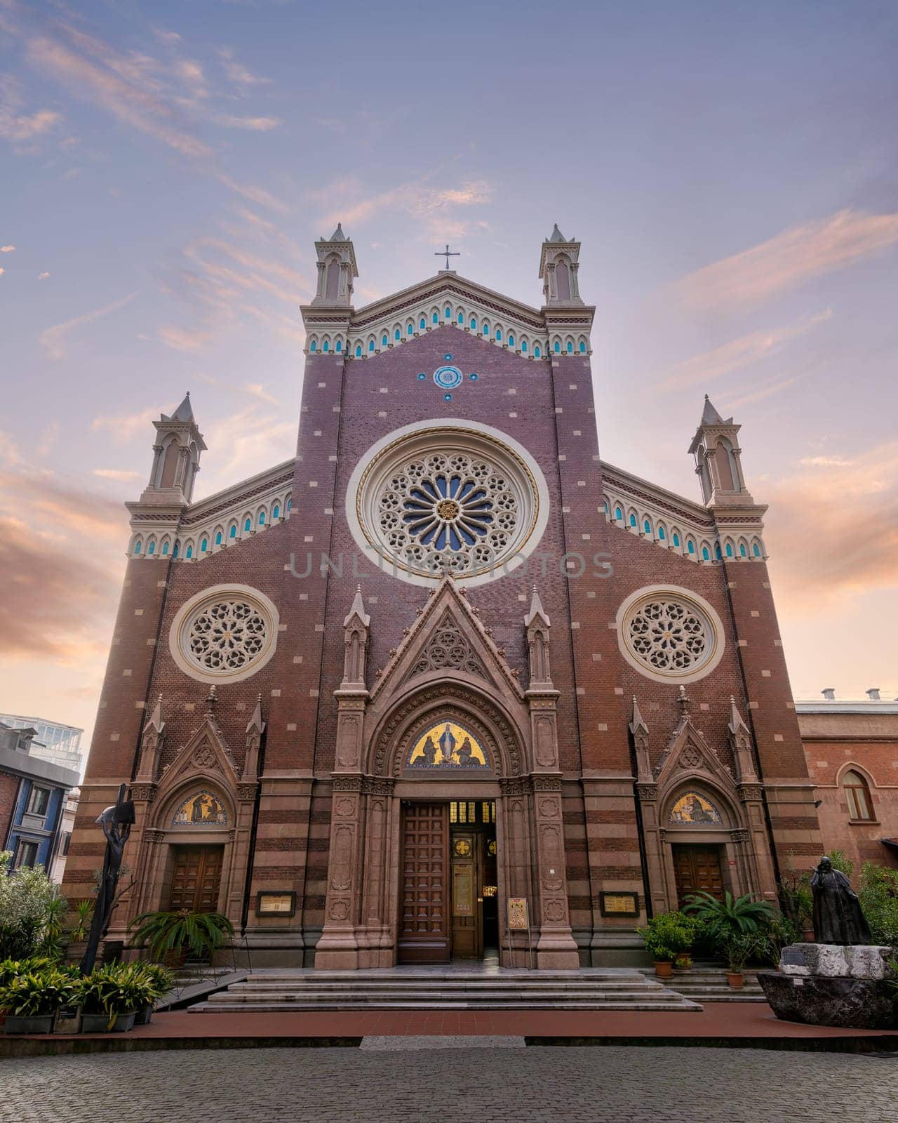 Facade of St. Anthony of Padua Church, the largest Roman Catholic Church in Istanbul, located in Istiklal Street, Istanbul, Turkey