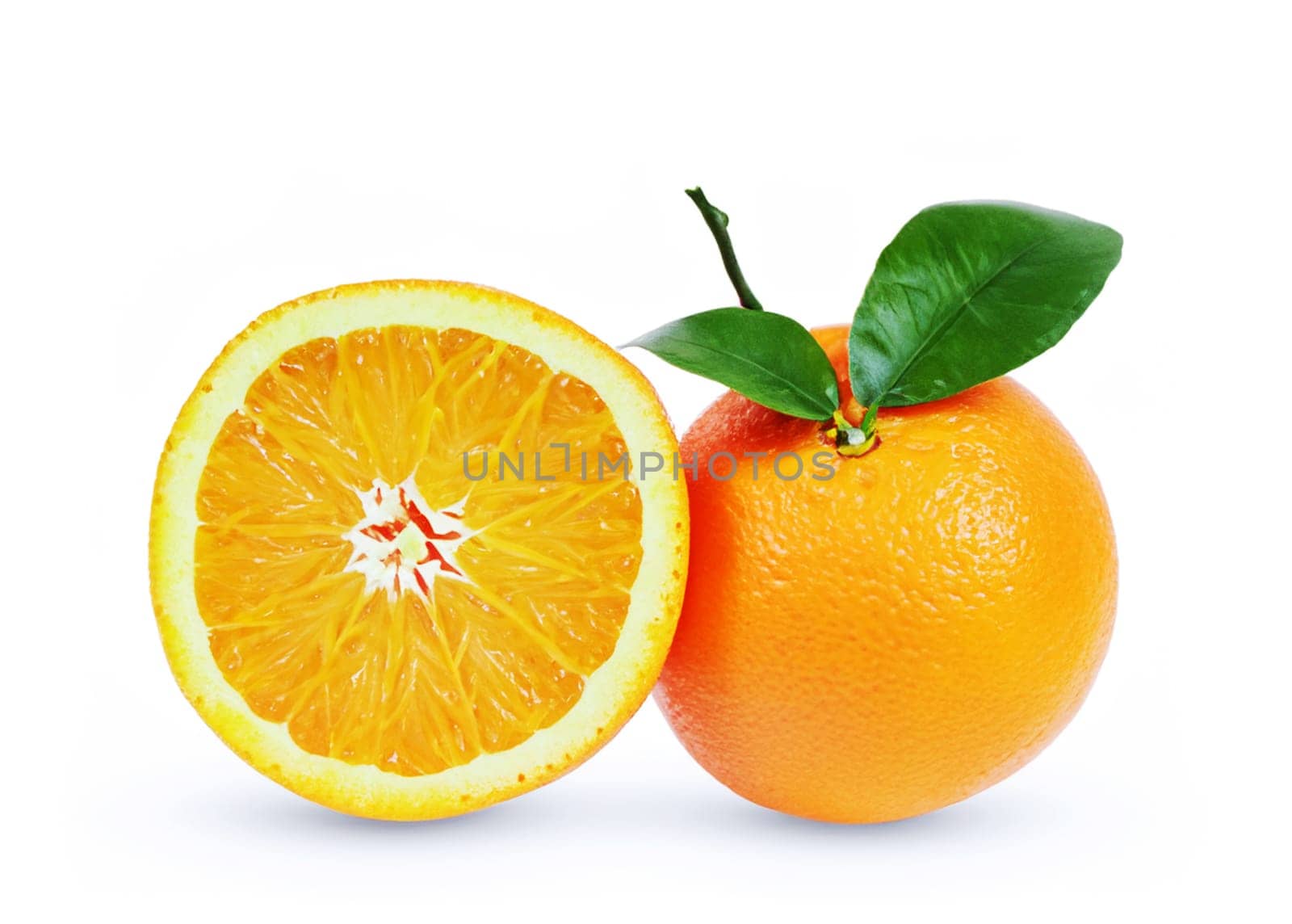 Orange fruit isolated on white background. An orange is a fruit of various citrus species in the family Rutaceae