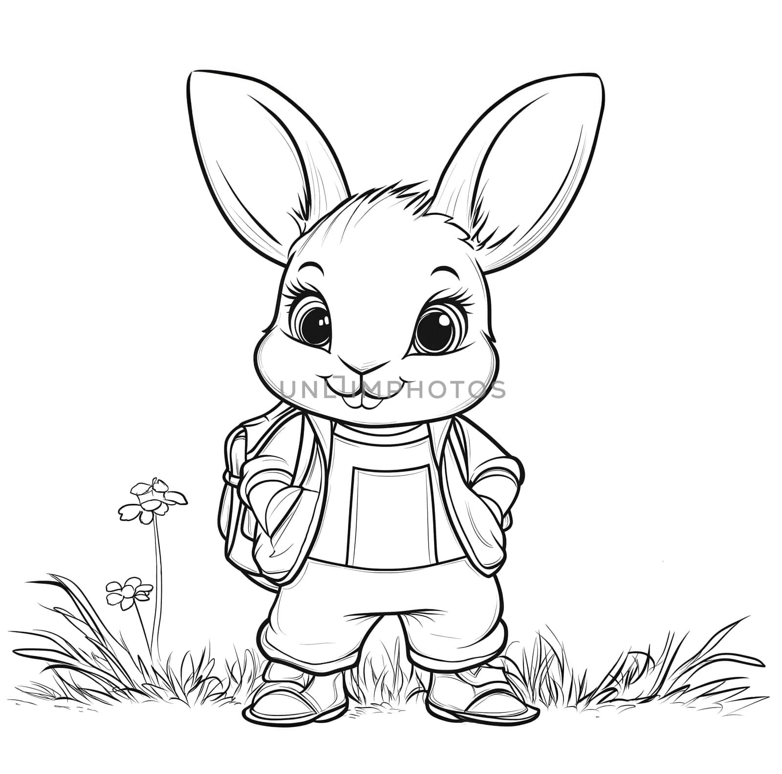 Coloring for children, coloring animals and birds, rabbit