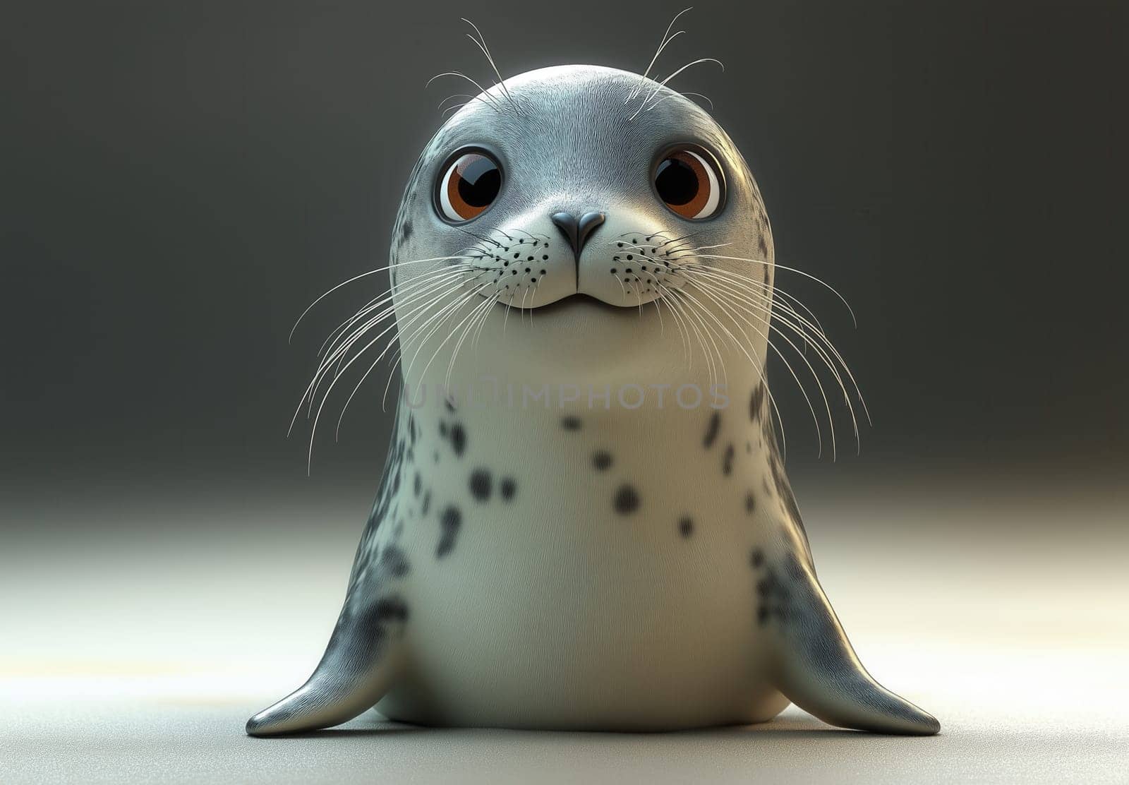 Cartoon seal on a blurred background. Selective focus.
